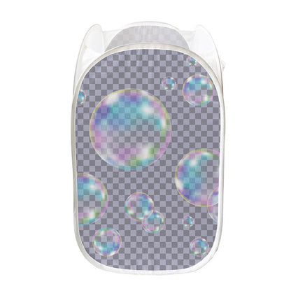 Colorful Soap Bubble Print Mesh Laundry Hamper