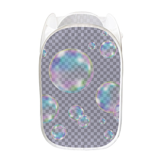 Colorful Soap Bubble Print Mesh Laundry Hamper