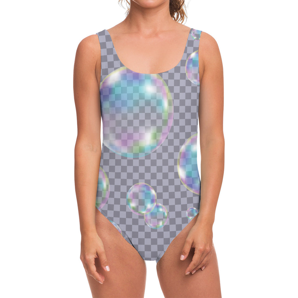 Colorful Soap Bubble Print One Piece Swimsuit