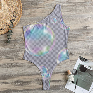 Colorful Soap Bubble Print One Shoulder Bodysuit