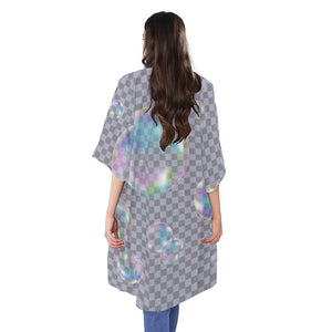 Colorful Soap Bubble Print Open Front Beach Cover Up