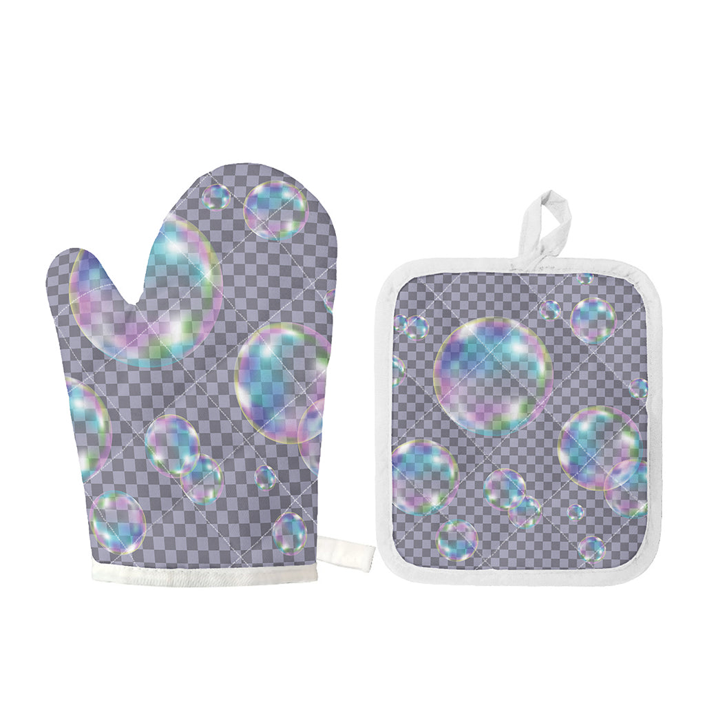 Colorful Soap Bubble Print Oven Mitt And Pot Holder Set