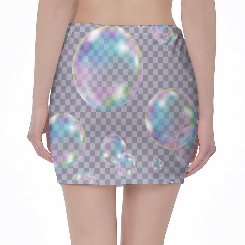 Colorful Soap Bubble Print Pencil Mini Skirt
