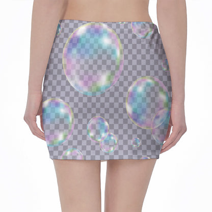 Colorful Soap Bubble Print Pencil Mini Skirt