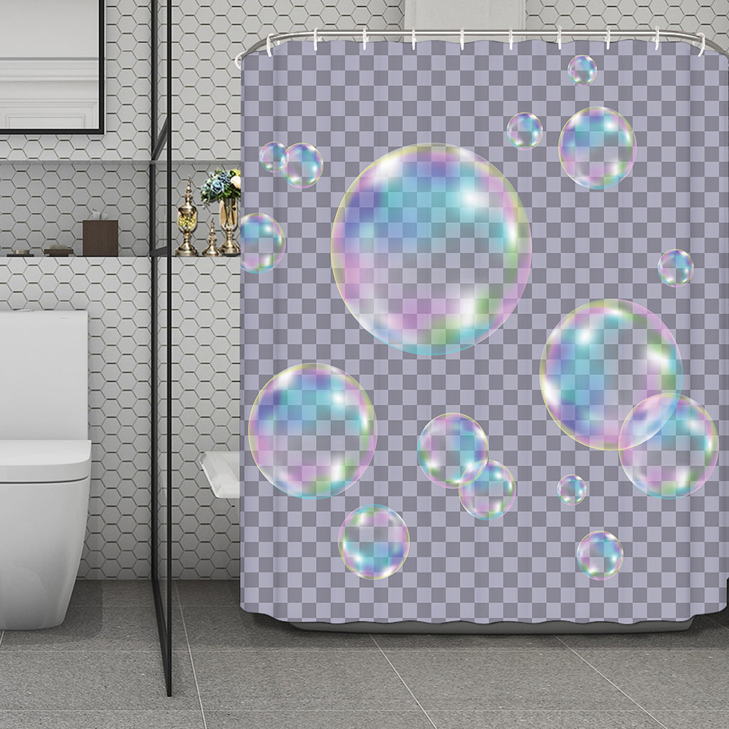 Colorful Soap Bubble Print Polyester Shower Curtain