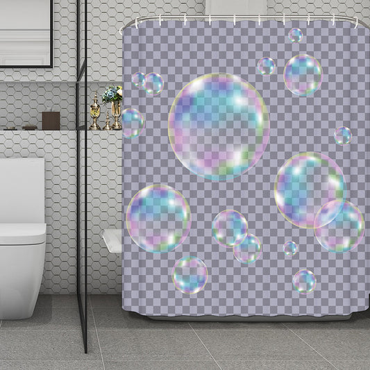 Colorful Soap Bubble Print Polyester Shower Curtain