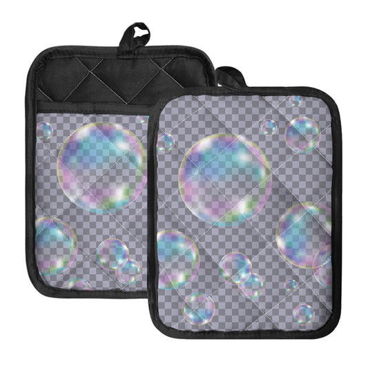 Colorful Soap Bubble Print Pot Holders With Pocket