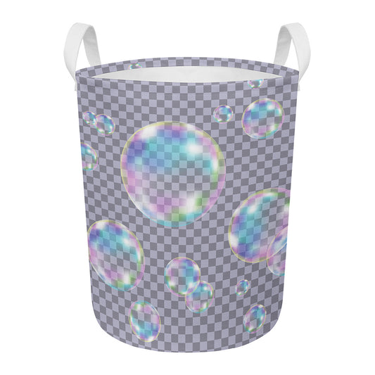Colorful Soap Bubble Print Round Laundry Basket