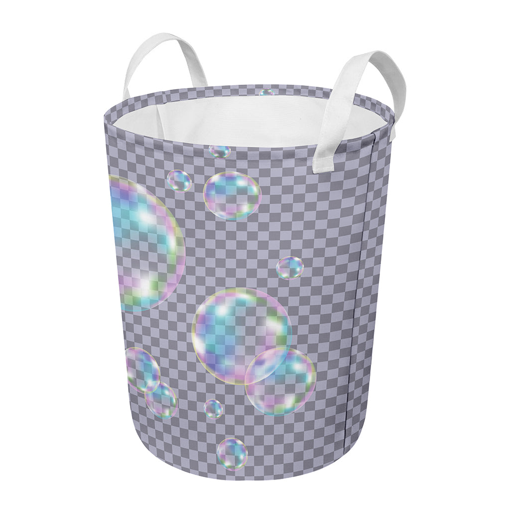 Colorful Soap Bubble Print Round Laundry Basket