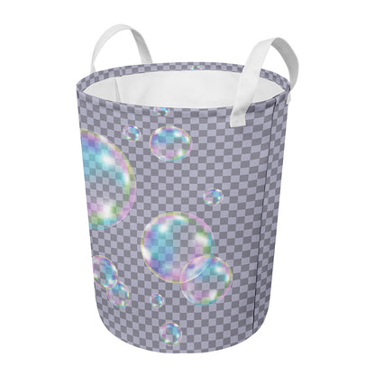Colorful Soap Bubble Print Round Laundry Basket