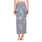 Colorful Soap Bubble Print Side Slit Maxi Skirt