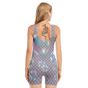 Colorful Soap Bubble Print Sleeveless One Piece Swimsuit