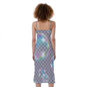 Colorful Soap Bubble Print Slim Fit Midi Cami Dress