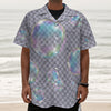 Colorful Soap Bubble Print Textured Short Sleeve Shirt