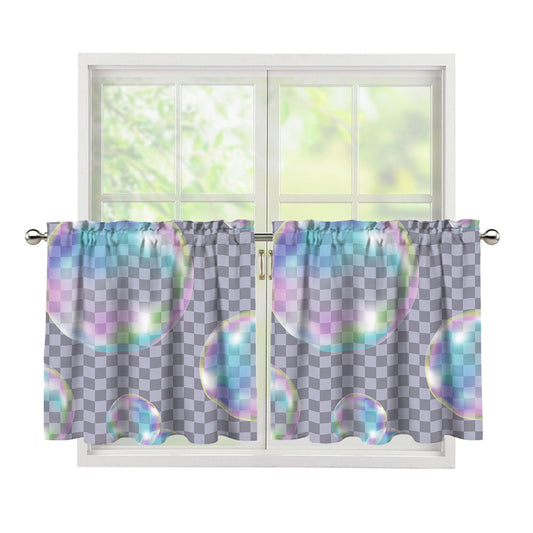 Colorful Soap Bubble Print Tier Curtains