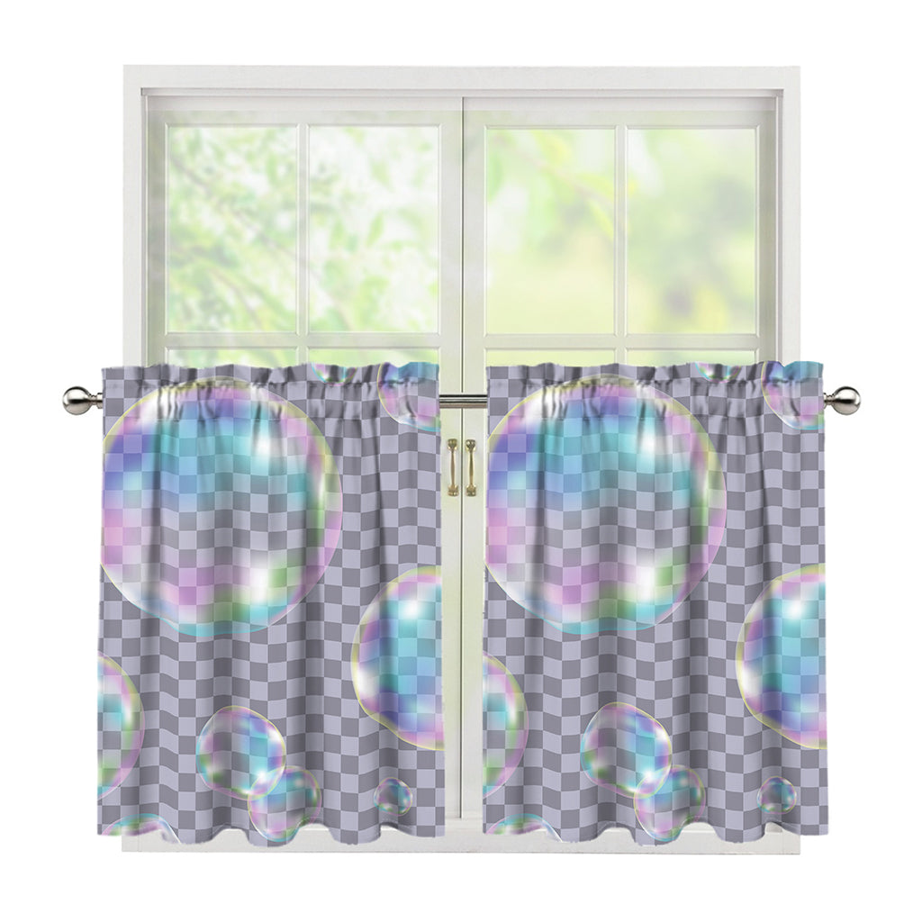 Colorful Soap Bubble Print Tier Curtains
