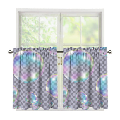 Colorful Soap Bubble Print Tier Curtains