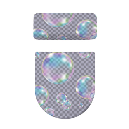 Colorful Soap Bubble Print Toilet Lid And Tank Cover Set