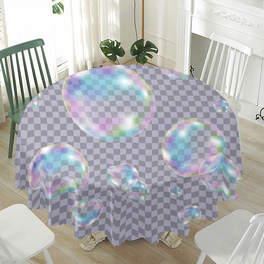 Colorful Soap Bubble Print Waterproof Round Tablecloth