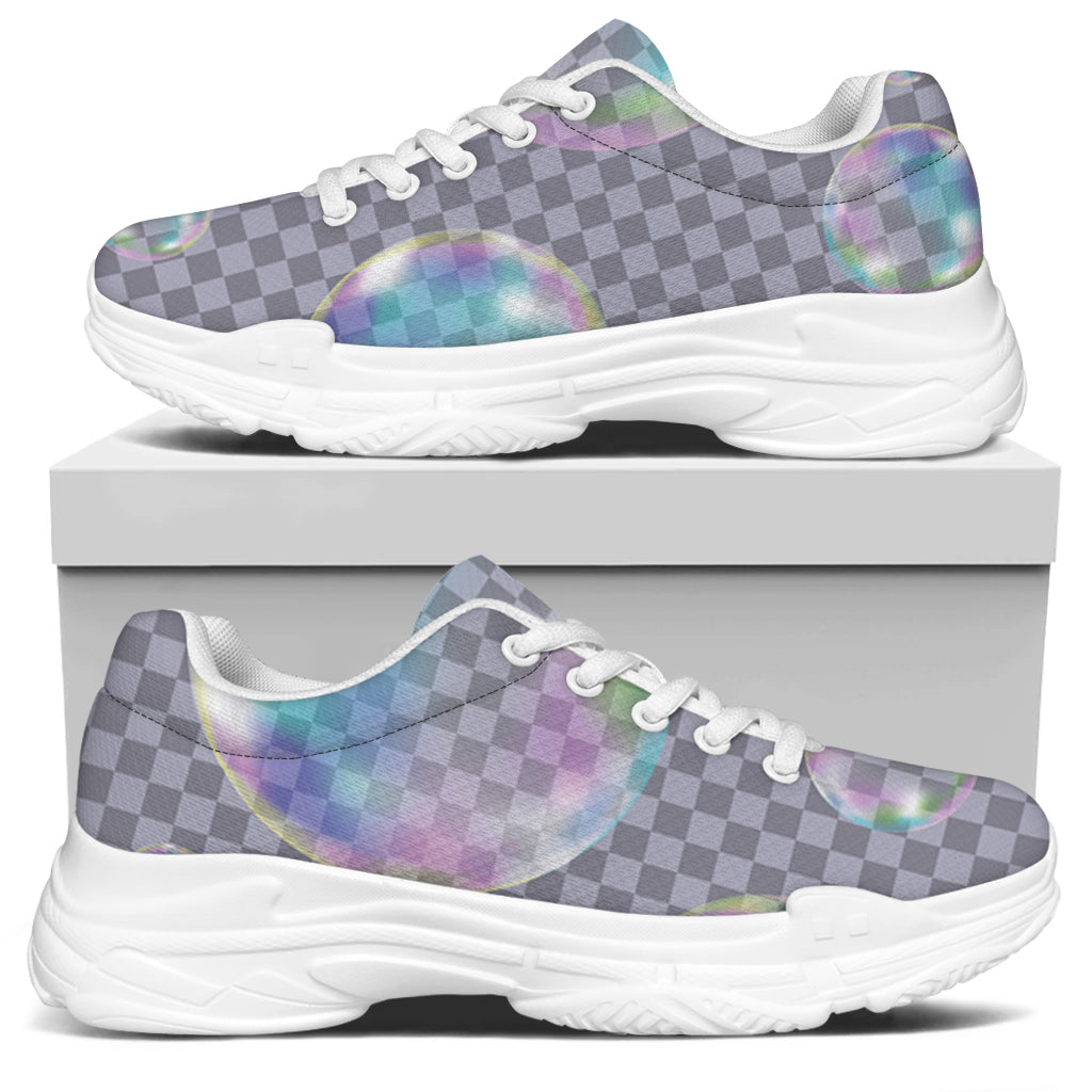 Colorful Soap Bubble Print White Chunky Shoes