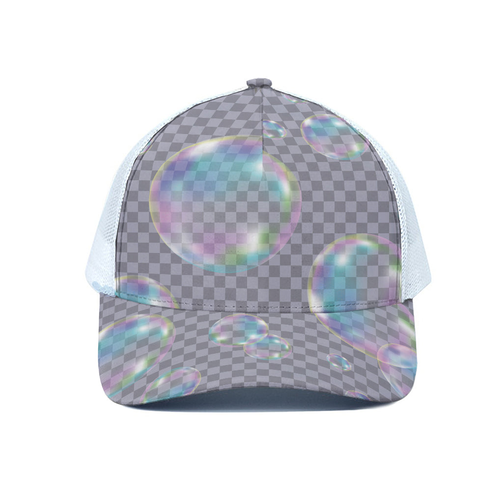 Colorful Soap Bubble Print White Mesh Trucker Cap