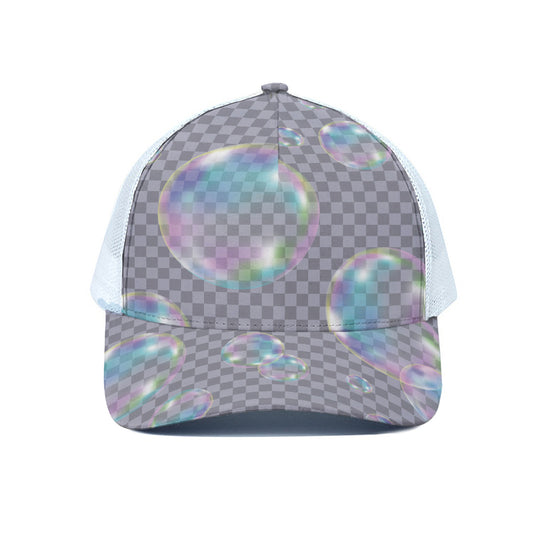 Colorful Soap Bubble Print White Mesh Trucker Cap