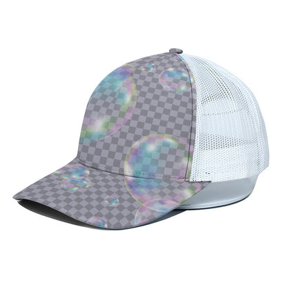 Colorful Soap Bubble Print White Mesh Trucker Cap