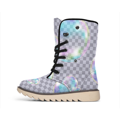 Colorful Soap Bubble Print Winter Boots