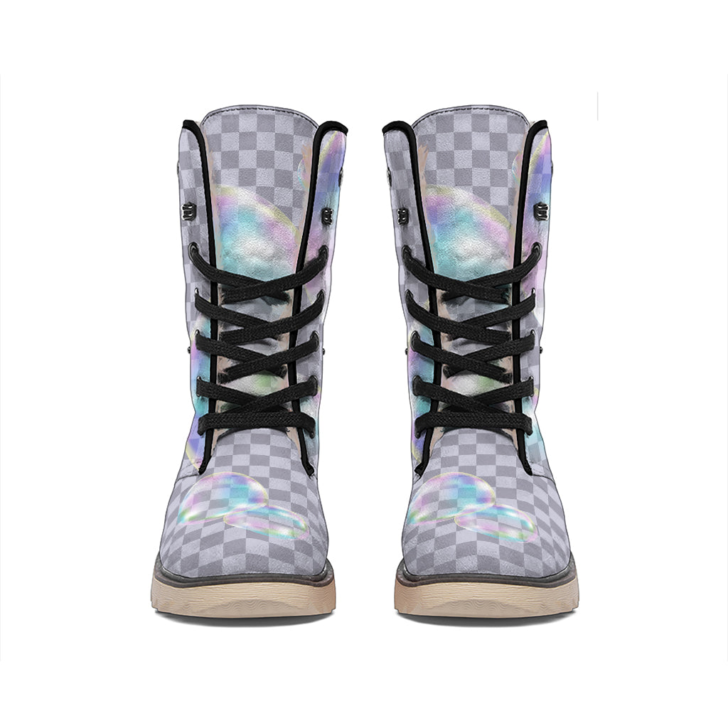 Colorful Soap Bubble Print Winter Boots