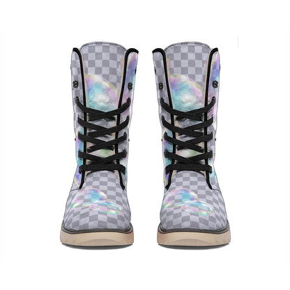 Colorful Soap Bubble Print Winter Boots