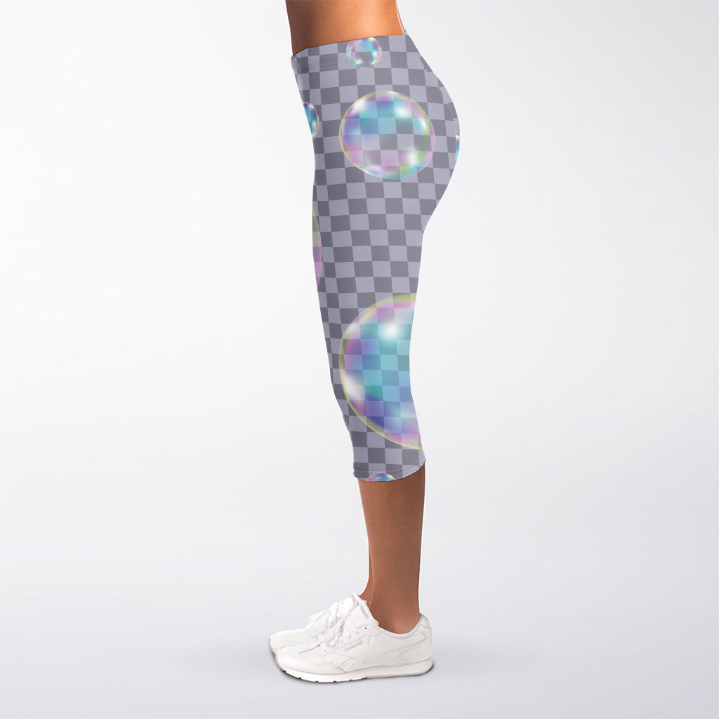 Colorful Soap Bubble Print Women's Capri Leggings