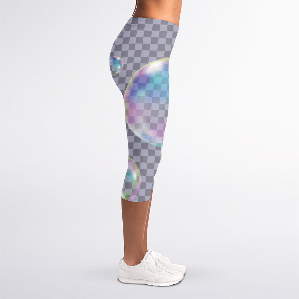 Colorful Soap Bubble Print Women's Capri Leggings