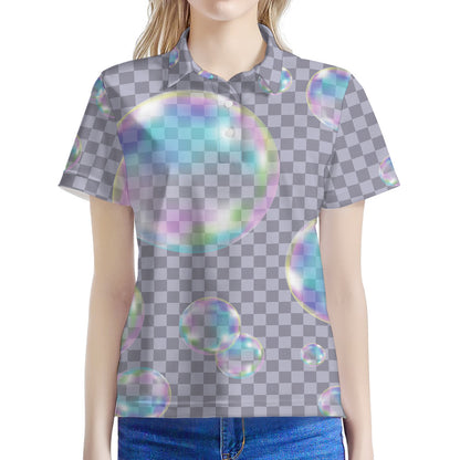 Colorful Soap Bubble Print Women's Polo Shirt