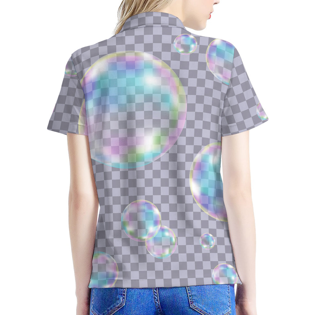 Colorful Soap Bubble Print Women's Polo Shirt