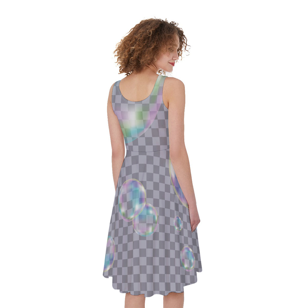 Colorful Soap Bubble Print Women's Sleeveless Dress
