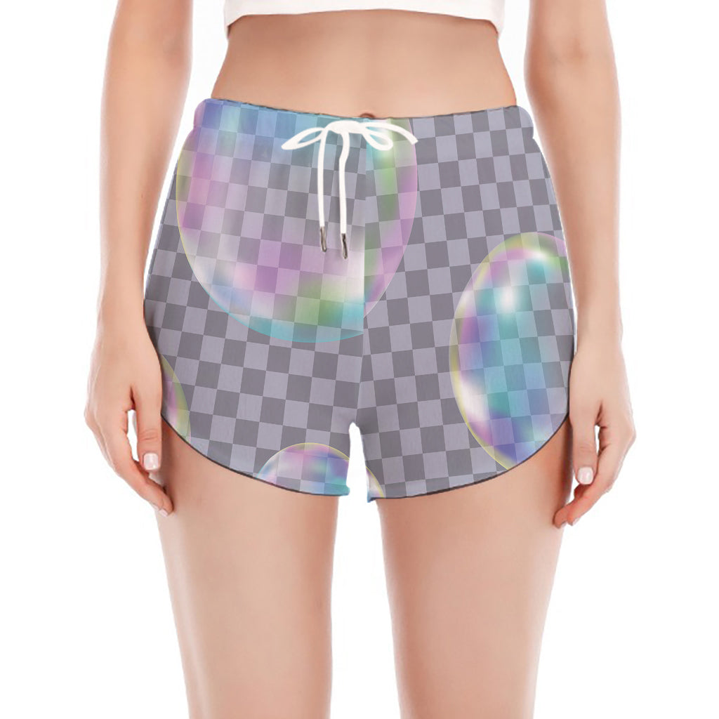 Colorful Soap Bubble Print Women's Split Running Shorts