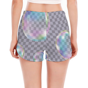 Colorful Soap Bubble Print Women's Split Running Shorts