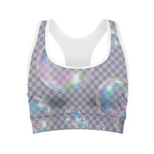 Colorful Soap Bubble Print Women's Sports Bra