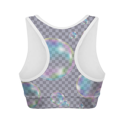 Colorful Soap Bubble Print Women's Sports Bra