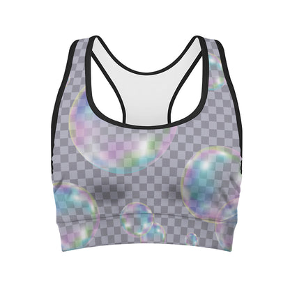 Colorful Soap Bubble Print Women's Sports Bra