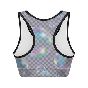 Colorful Soap Bubble Print Women's Sports Bra