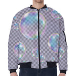 Colorful Soap Bubble Print Zip Sleeve Bomber Jacket