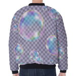 Colorful Soap Bubble Print Zip Sleeve Bomber Jacket