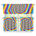 Colorful Spiral Illusion Print 3 Piece Kitchen Curtains