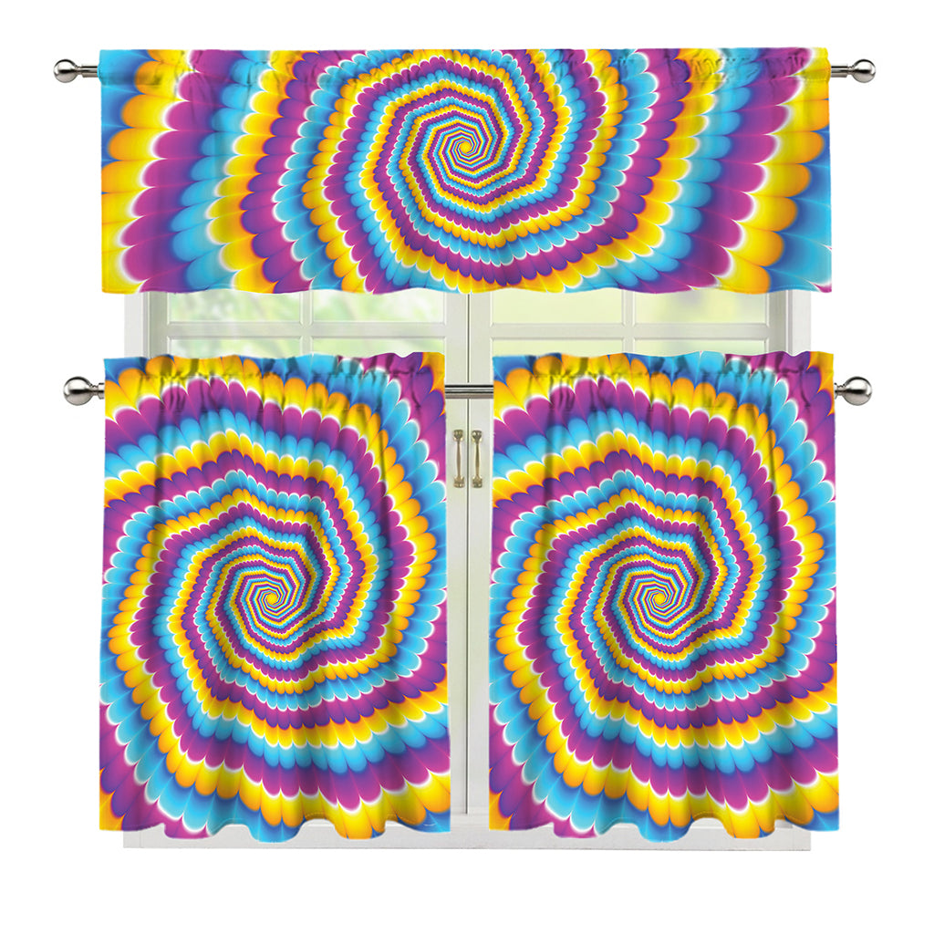 Colorful Spiral Illusion Print 3 Piece Kitchen Curtains