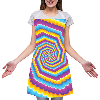 Colorful Spiral Illusion Print Adjustable Apron