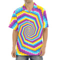 Colorful Spiral Illusion Print Aloha Shirt