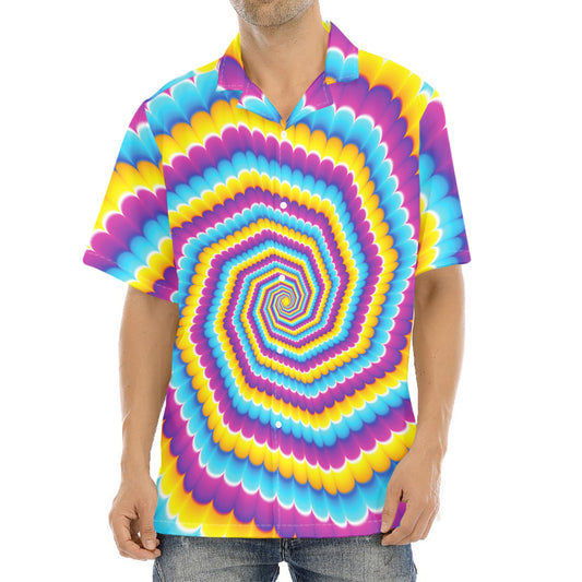 Colorful Spiral Illusion Print Aloha Shirt