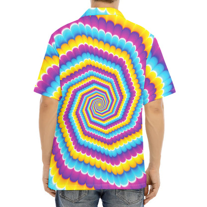 Colorful Spiral Illusion Print Aloha Shirt
