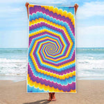 Colorful Spiral Illusion Print Beach Towel